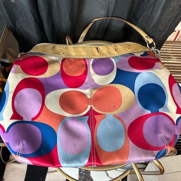 Coach Scarf Print Sateen Bag - Picture 2 of 12